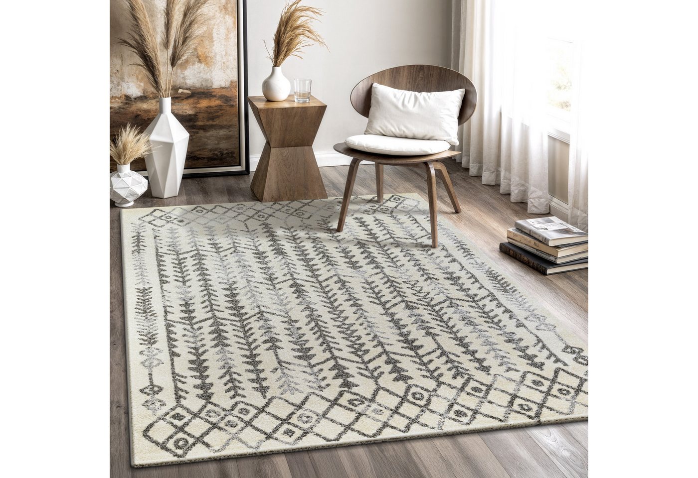 Sanat Teppich Boho 8204, auch als Läufer und in Rund, rechteckig, Höhe: 10 mm, Kurzflor, robust, Boho, Scandic, für Fussbodenheizung geeignet Bild 3