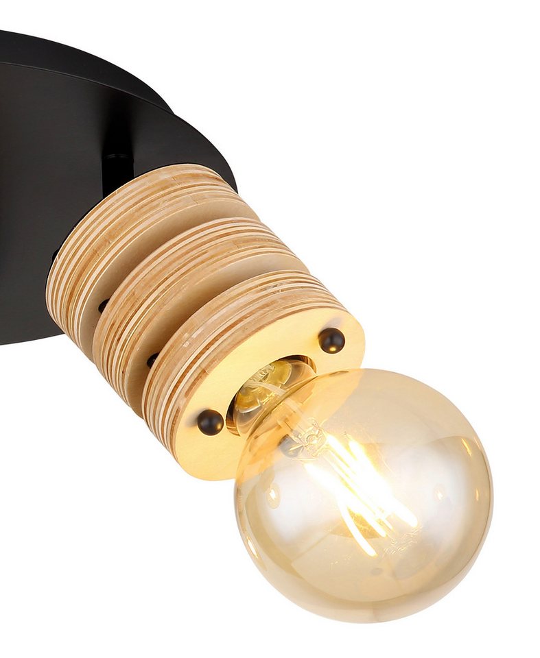 GLOBO LIGHTING Deckenspot ANGELINE, Leuchtmittel wechselbar, Strahler schwarz matt, MDF braun, für Innenräume