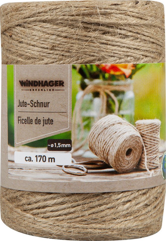Windhager Pflanzschnur Jute-Schnur, Garn zur Befestigen von Pflanzen (1-tlg), Vliesen und Matten, erhältlich in 1,5 mm x 170 m oder 4 mm x 50 m Bild 2