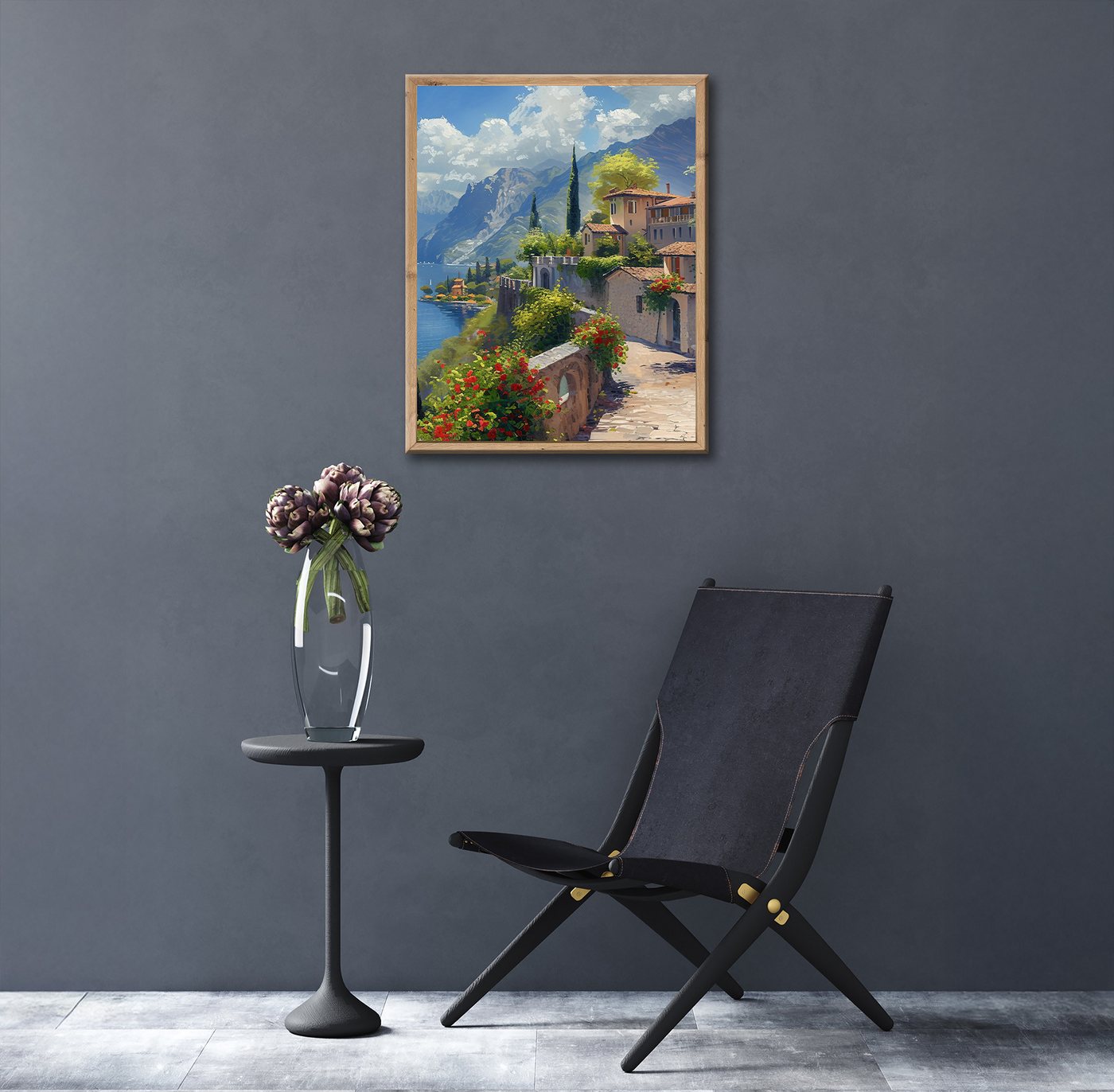 Bönninghoff Bild mit Rahmen Wandbild gerahmt LAKE GARDA 40x50 cm – Natur Wandbild beruhigend, Berge & Alpenbilder, Italien, See, mit dekorativem Rahmen Bild 2