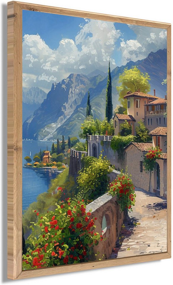 Bönninghoff Bild mit Rahmen Wandbild gerahmt LAKE GARDA 40x50 cm – Natur Wandbild beruhigend, Berge & Alpenbilder, Italien, See, mit dekorativem Rahmen Bild 4