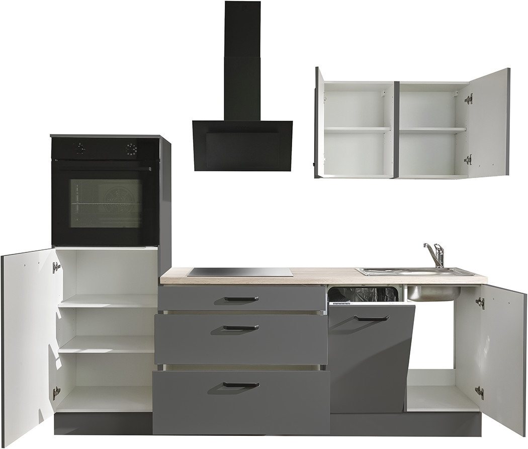 wiho Küchen Küchenzeile Compact: Kleines Format, große Ausstattung, optional mit E-Geräten, Variante ohne Kühlschrank, Breite 240 cm Bild 2