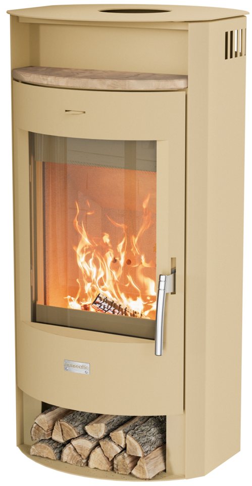 Hanseatic Kaminofen MAIA Stahl beige, Lieferung bis ins Wohnzimmer, 6,2 kW, Zeitbrand, NEU und Exklusiv mit Standsteinteefach Bild 4