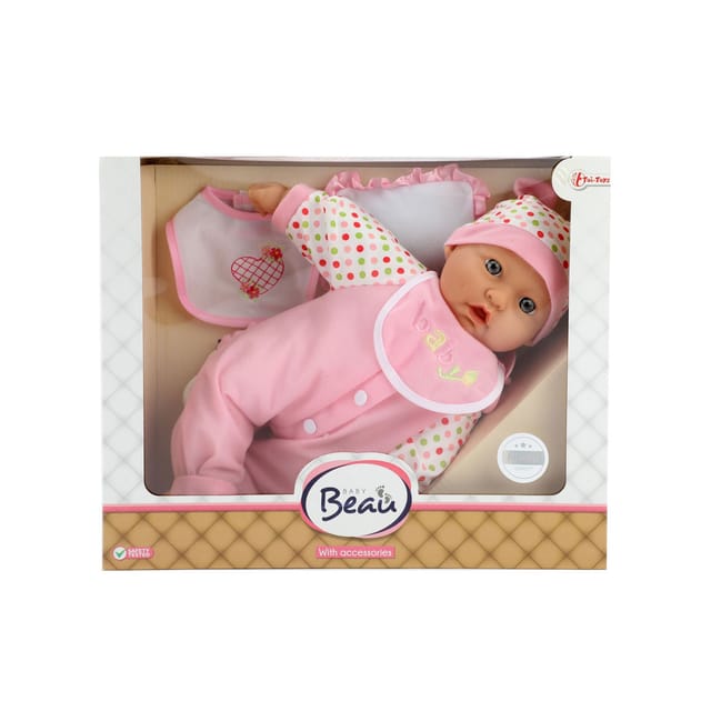 Beau Baby Baby Doll with Bottle and Bib 40cm