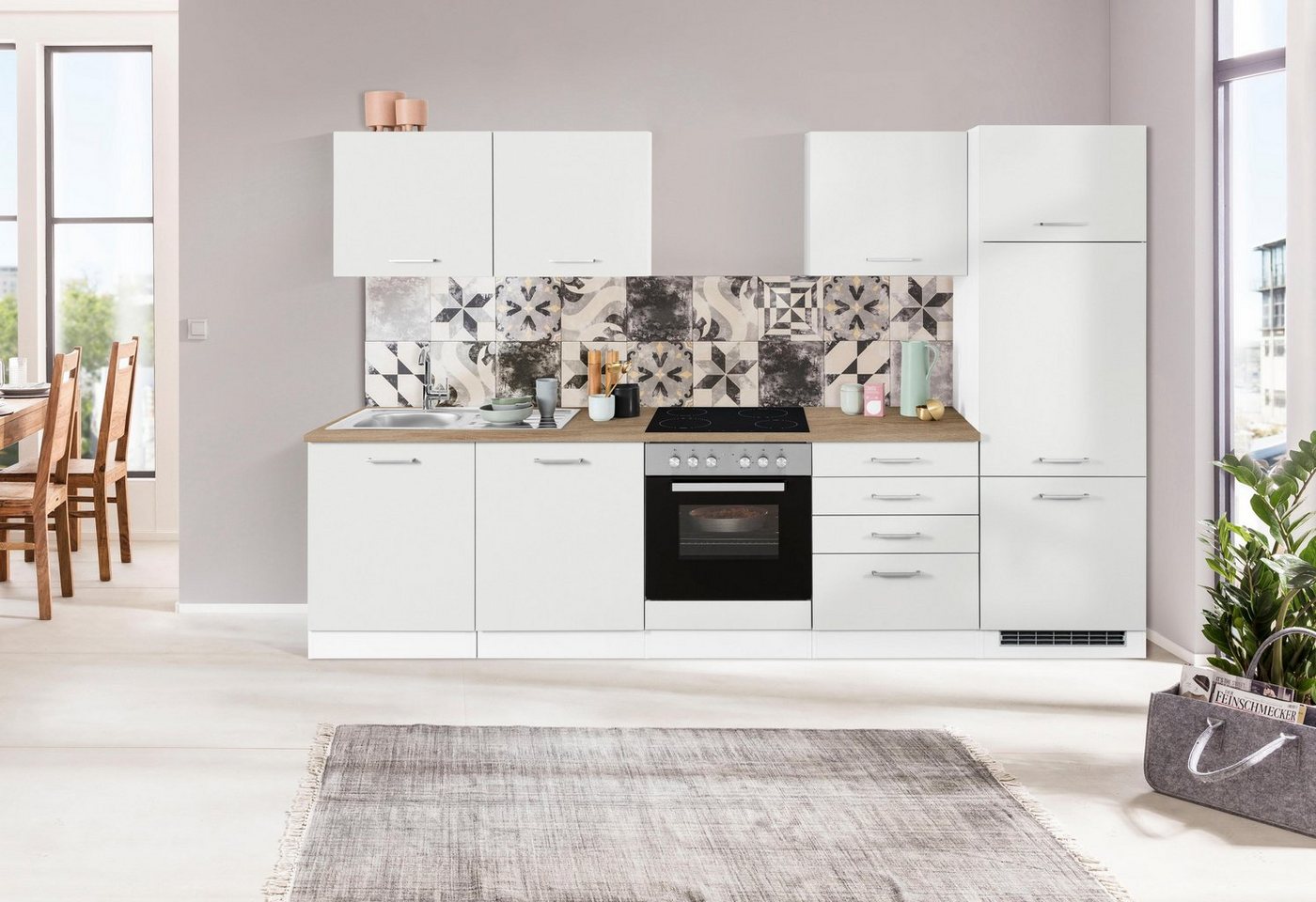 KOCHSTATION Küchenzeile KS-Visby, ohne E-Geräte, Breite 300 cm für Kühlschrank Bild 3