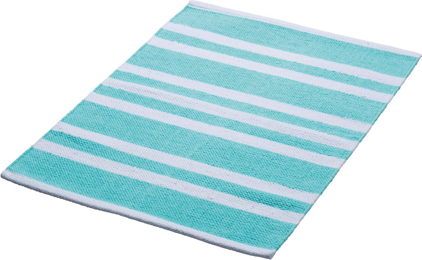 SEE∙MANN∙GARN Badematte Lina, Badvorleger, Badezimmer Teppich, Höhe 5 mm, fußbodenheizungsgeeignet, Baumwolle, rechteckig, Badteppich, gestreift, pflegeleicht Bild 2