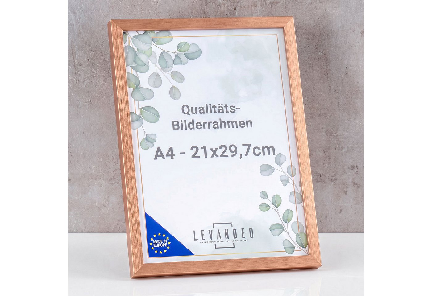 Levandeo® Bilderrahmen, A4 Bilderrahmen Kupfer 21x29,7 Made in EU Fotorahmen Poster Bild 3