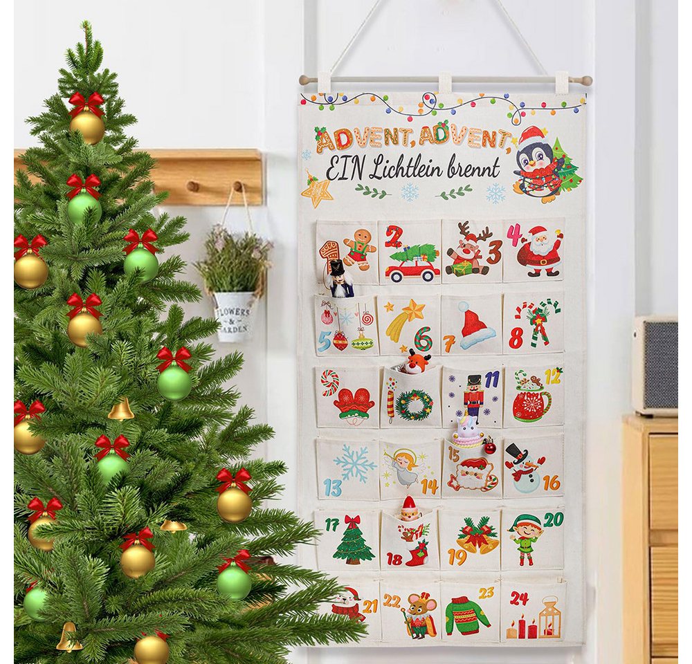 CLTYQ befüllbarer Adventskalender 24-Türiger Adventskalender zum Befüllen aus Stoff 2025, Adventi Adventskalender zum Befüllen mit Individuellen Designs