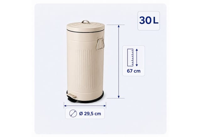 relaxdays Mülleimer Retro Mülleimer 30 Liter, Beige