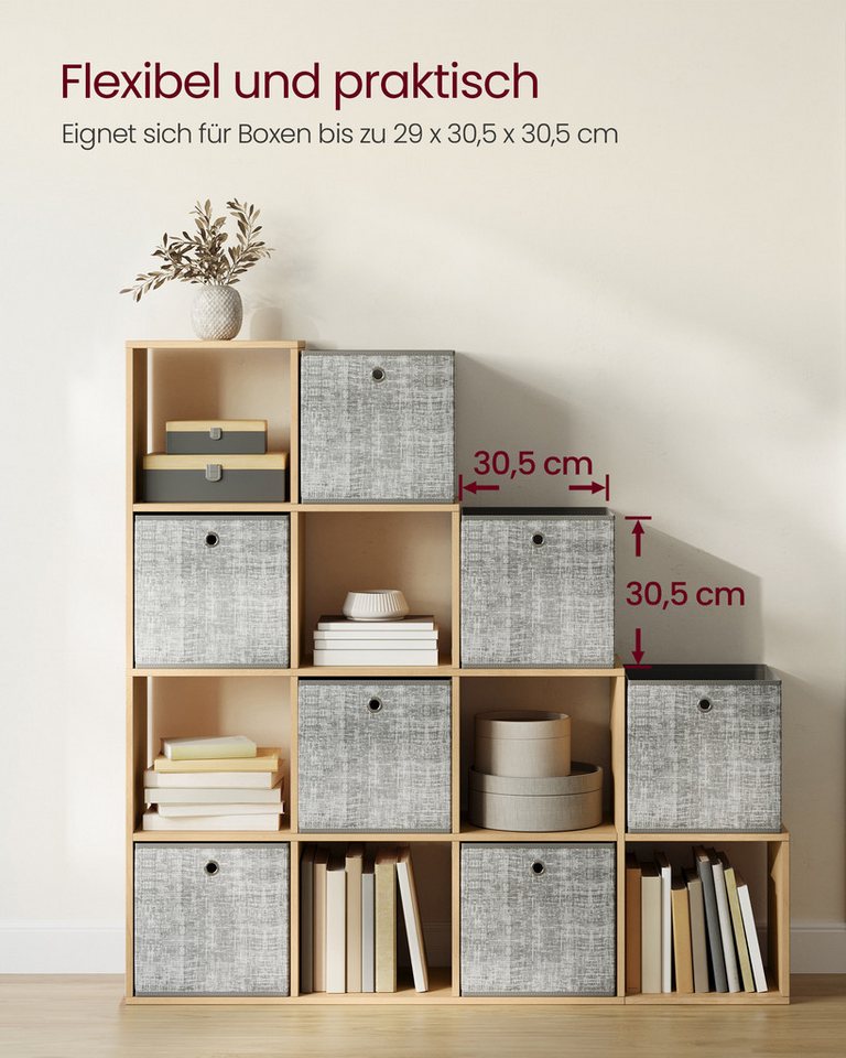 VASAGLE Bücherregal Stufenregal mit 10 Fächern, 129,5 x 27 x 129,5 cm, Wohnzimmer Schlafzimmer, offen, für Deko, Regal Bild 2