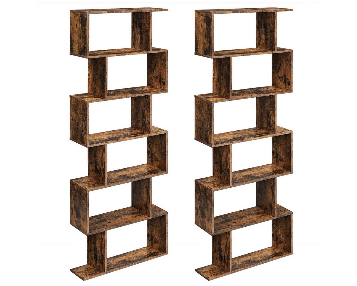 VASAGLE Bücherregal 2er Set Standregal mit 6 Ebenen, 2-tlg., Standregal, Büroregal, 6 Fächer, Holzwerkstoff, 70x190,5x24cm (BxHxT)