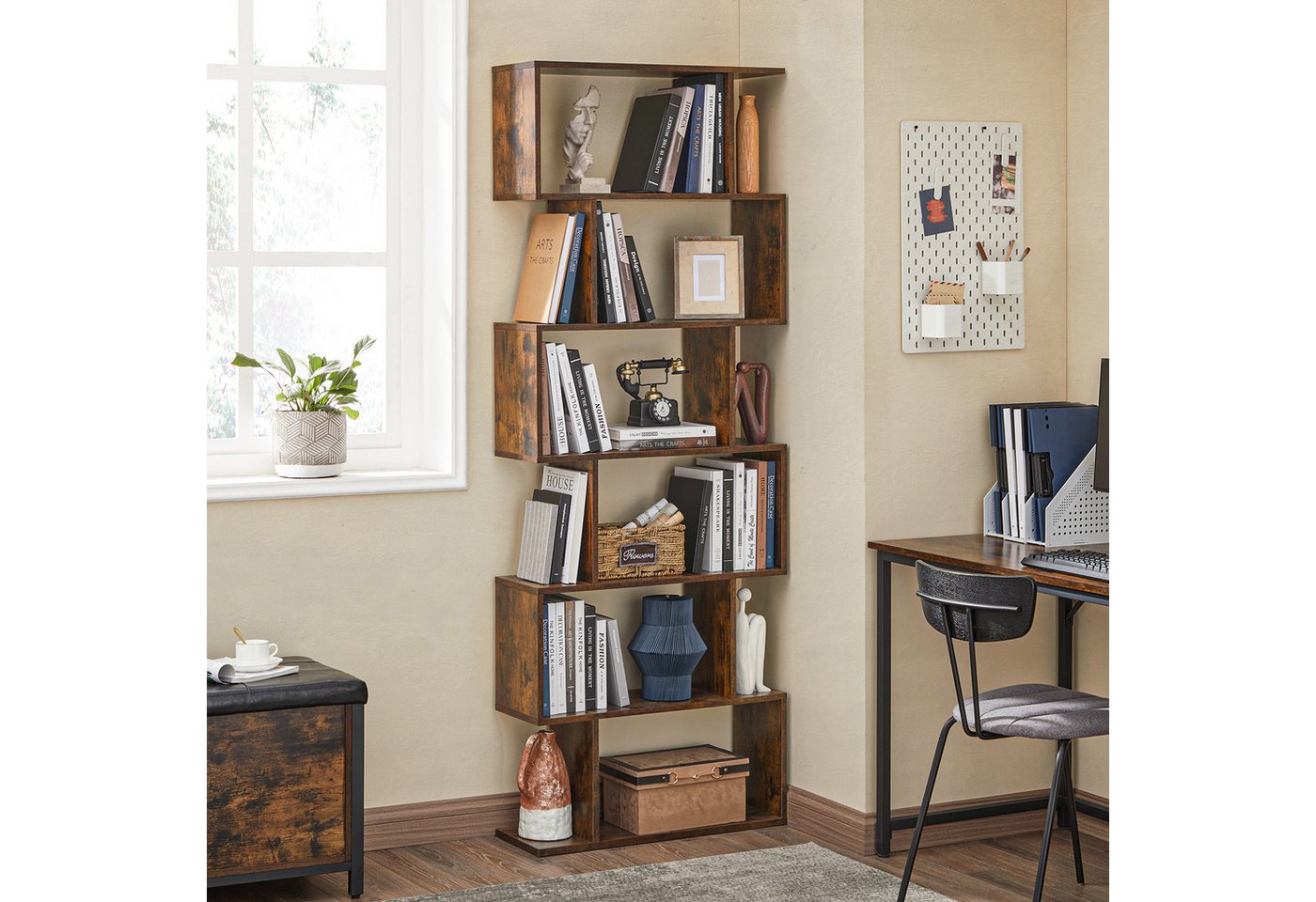 VASAGLE Bücherregal 2er Set Standregal mit 6 Ebenen, 2-tlg., Standregal, Büroregal, 6 Fächer, Holzwerkstoff, 70x190,5x24cm (BxHxT) Bild 2