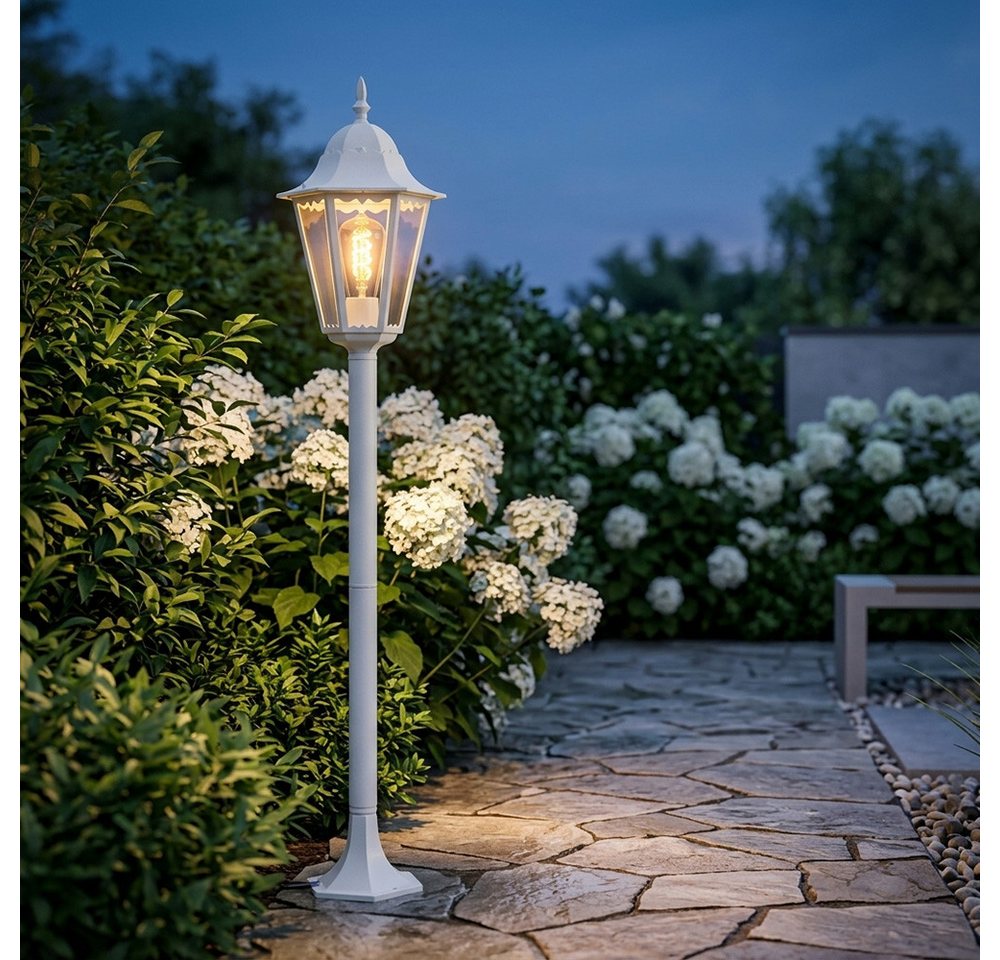 Harms Import Außen-Stehlampe, Leuchtmittel nicht inklusive, ALU Stand Steh Lampe Garten Weg Beleuchtung Außen Laterne Terrassen