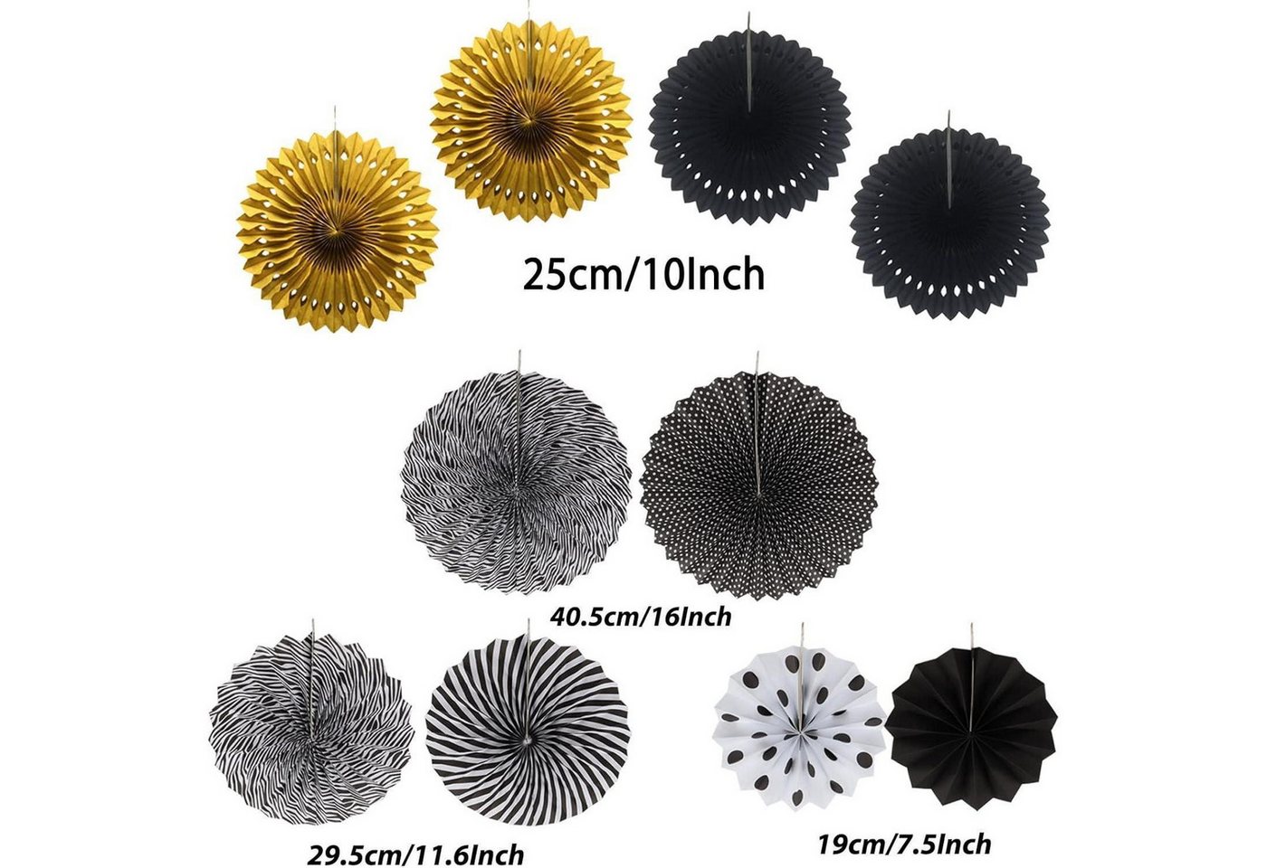 LuxusKollektion Girlande 41-teiliges Schwarz Gold Party Deko Set - Papier Pompoms, Girlande