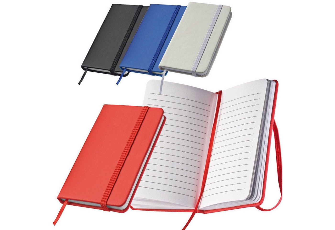 Macma Notizbuch 4x Notizbuch / A7+ (127x78mm) / PU Einband / 160 Seiten / 4 verschiede
