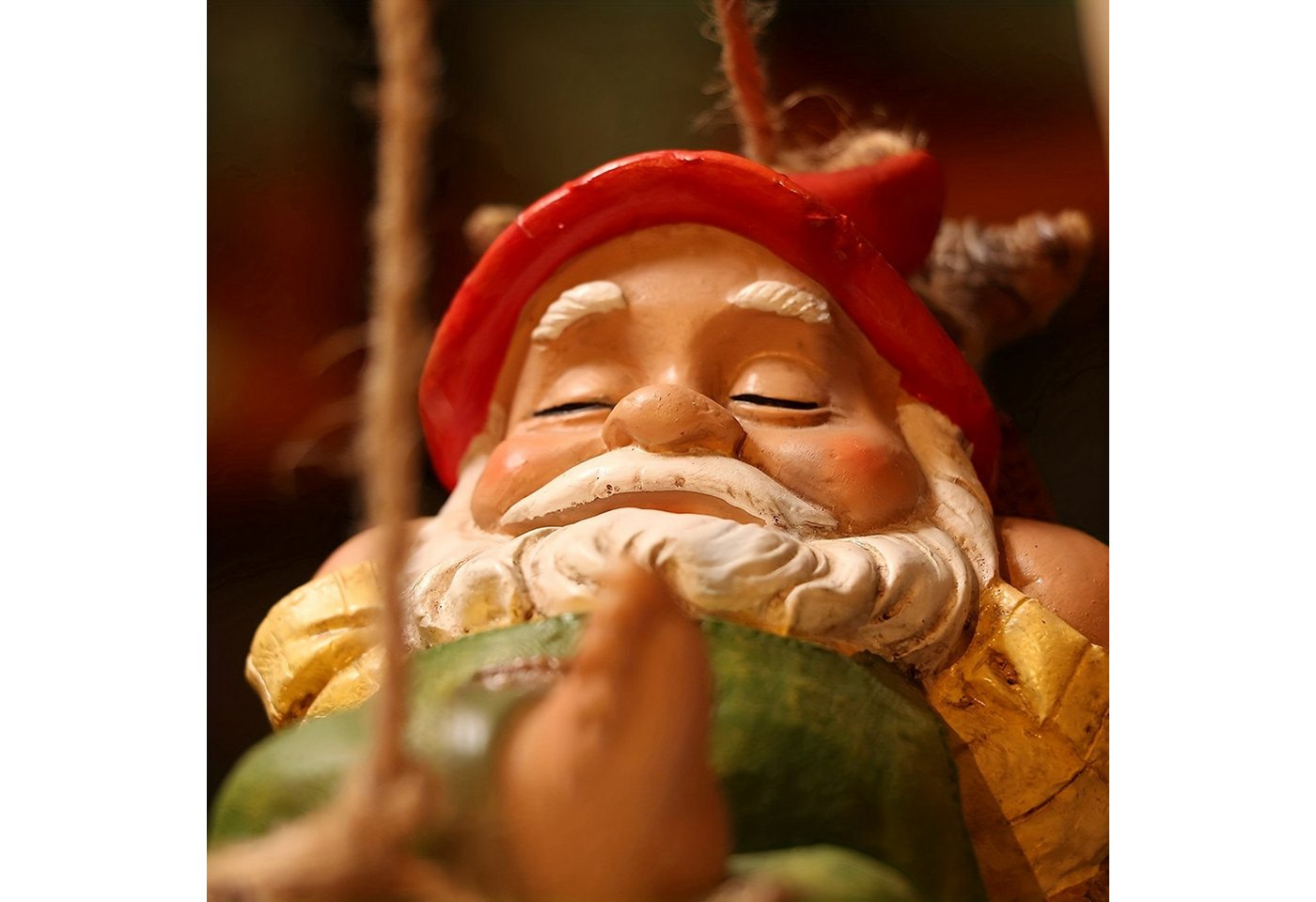 FOUORTUNATE-BEE Gartenzwerg Liegender Zwerg Gartenzwerg Gartendeko für Draußen Gartenfigur, (1 St), aus Hängematte Kunstharz Wasserdicht Gartenwichtel Figur Bild 2