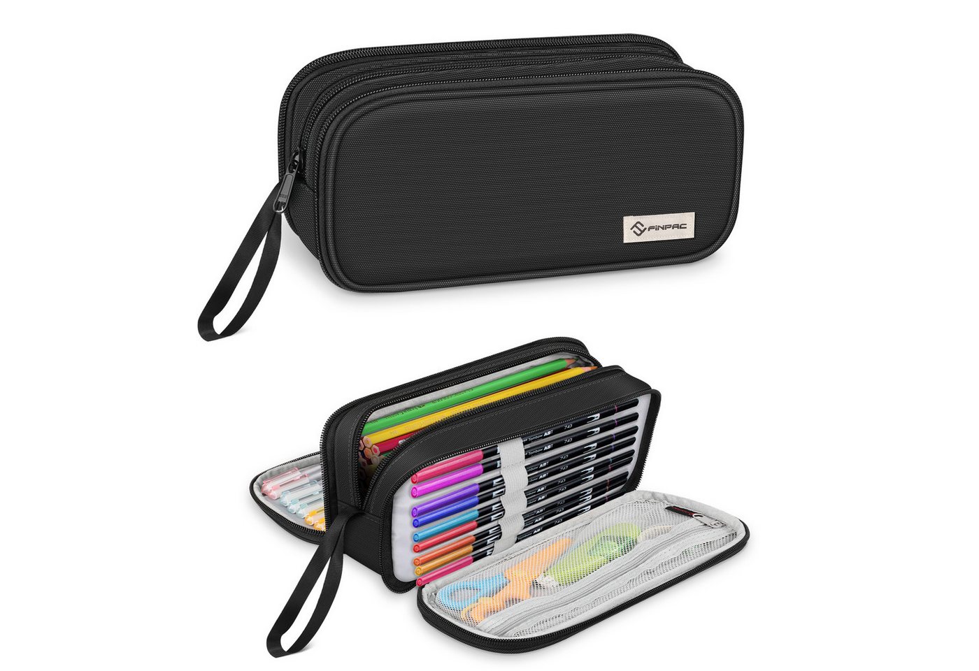 Fintie Federmäppchen Federtasche - Große Kapazität Mäppchen mit 3 Fächern Stiftetasche, Schlamperbox Bleistifttasche Schulmäppchen für Schule & Büro Bild 3