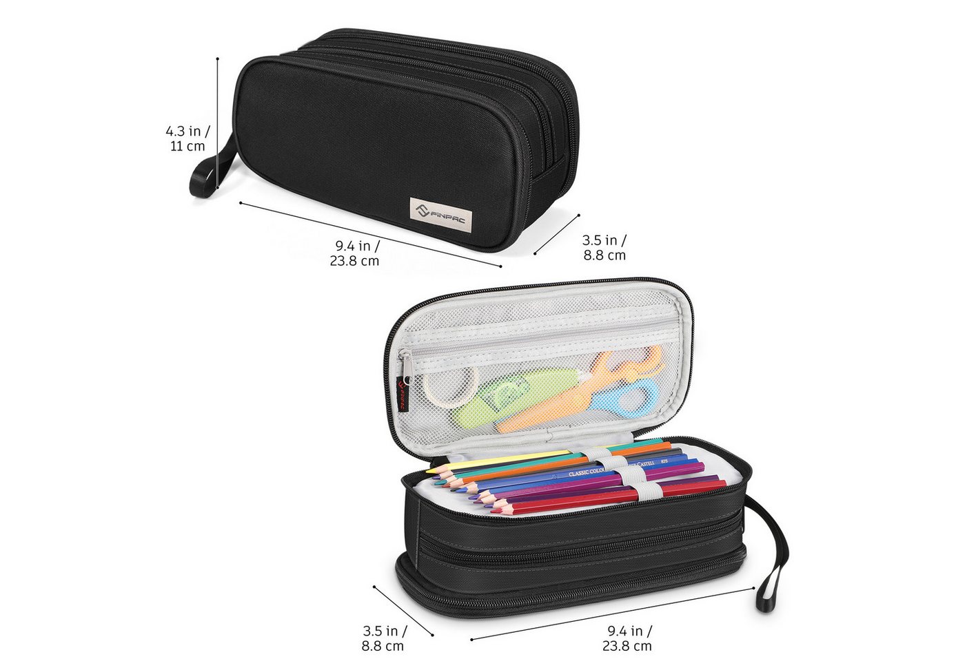 Fintie Federmäppchen Federtasche - Große Kapazität Mäppchen mit 3 Fächern Stiftetasche, Schlamperbox Bleistifttasche Schulmäppchen für Schule & Büro Bild 4