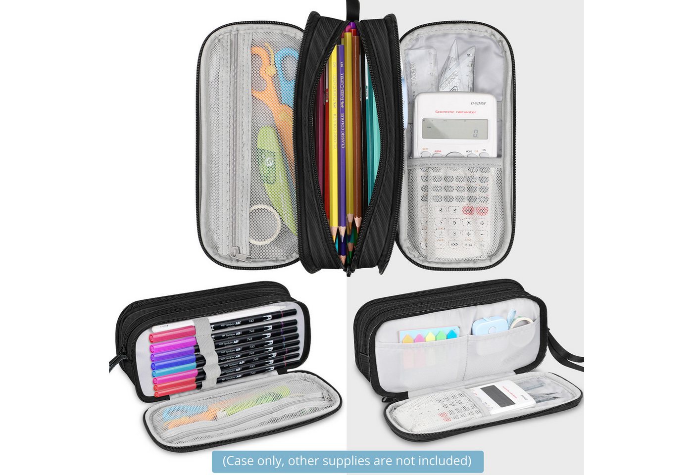 Fintie Federmäppchen Federtasche - Große Kapazität Mäppchen mit 3 Fächern Stiftetasche, Schlamperbox Bleistifttasche Schulmäppchen für Schule & Büro Bild 5