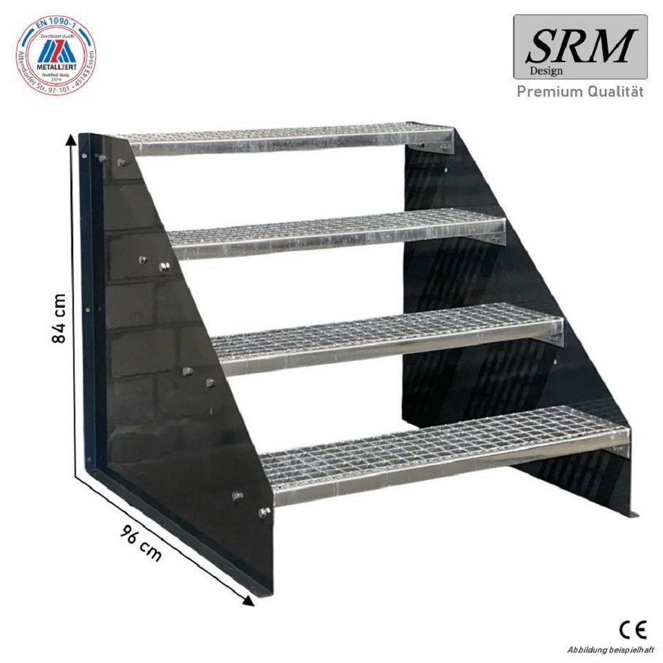 SRM Design Außentreppe 4 Stufen Standtreppe Anthrazit, Breite 60cm, Höhe 84cm ohne Geländer Bild 2
