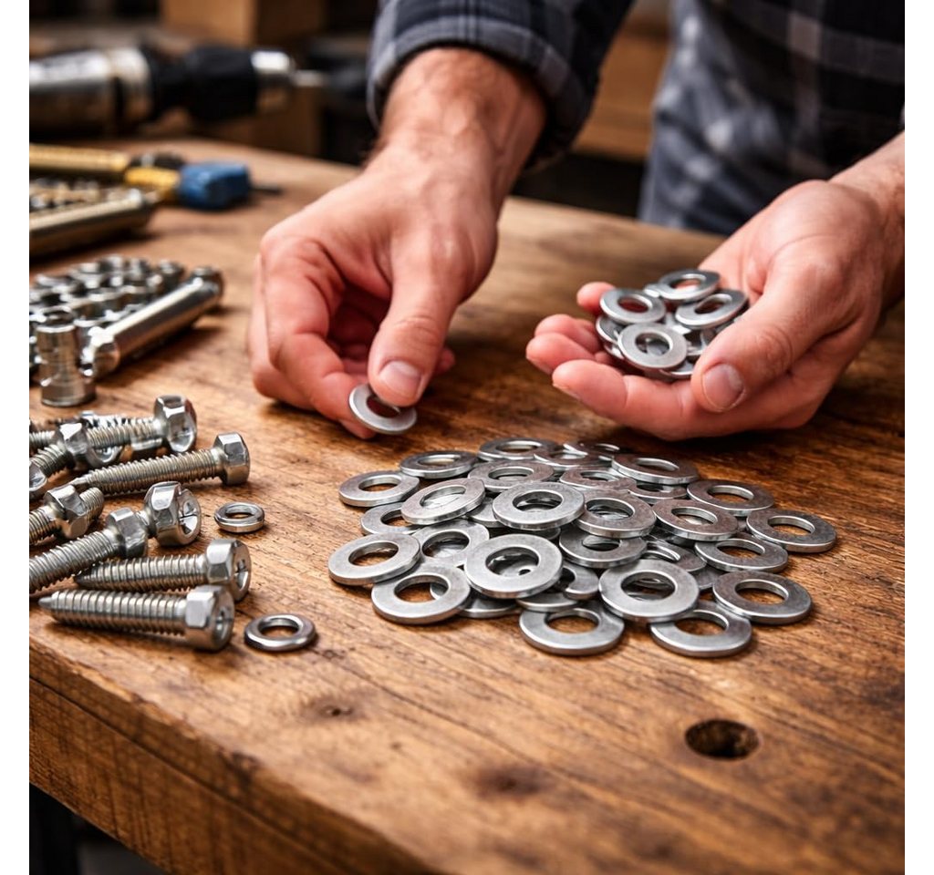 toolmate® Unterlegscheibe 50x M6 Unterlegscheiben - Edelstahl Rostfrei Flach Sicherungsscheiben, Ø 16,00 mm, M6, Set, 1-St., 50x Unterlegscheiben M6, Glatte Oberfläche