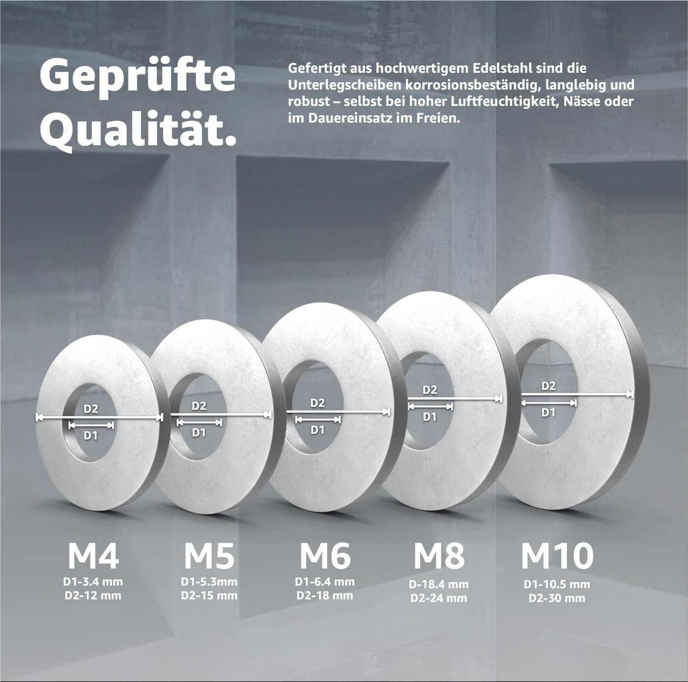 toolmate® Unterlegscheibe 50x M6 Unterlegscheiben - Edelstahl Rostfrei Flach Sicherungsscheiben, Ø 16,00 mm, M6, Set, 1-St., 50x Unterlegscheiben M6, Glatte Oberfläche Bild 4