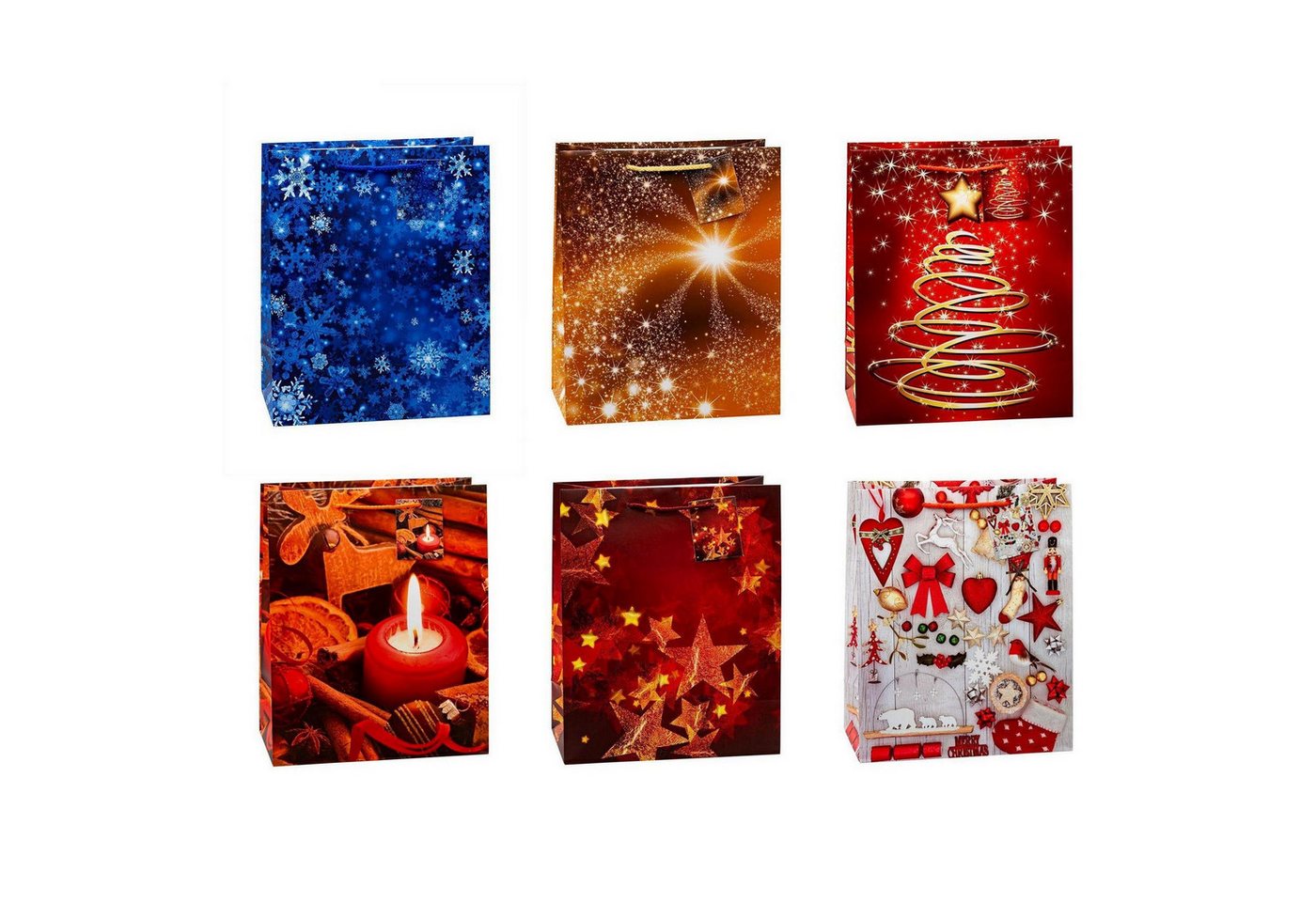 TSI Geschenktüten TSI 12er Set Geschenktüten groß 32x26x13,5 cm Weihnachten Serie 8