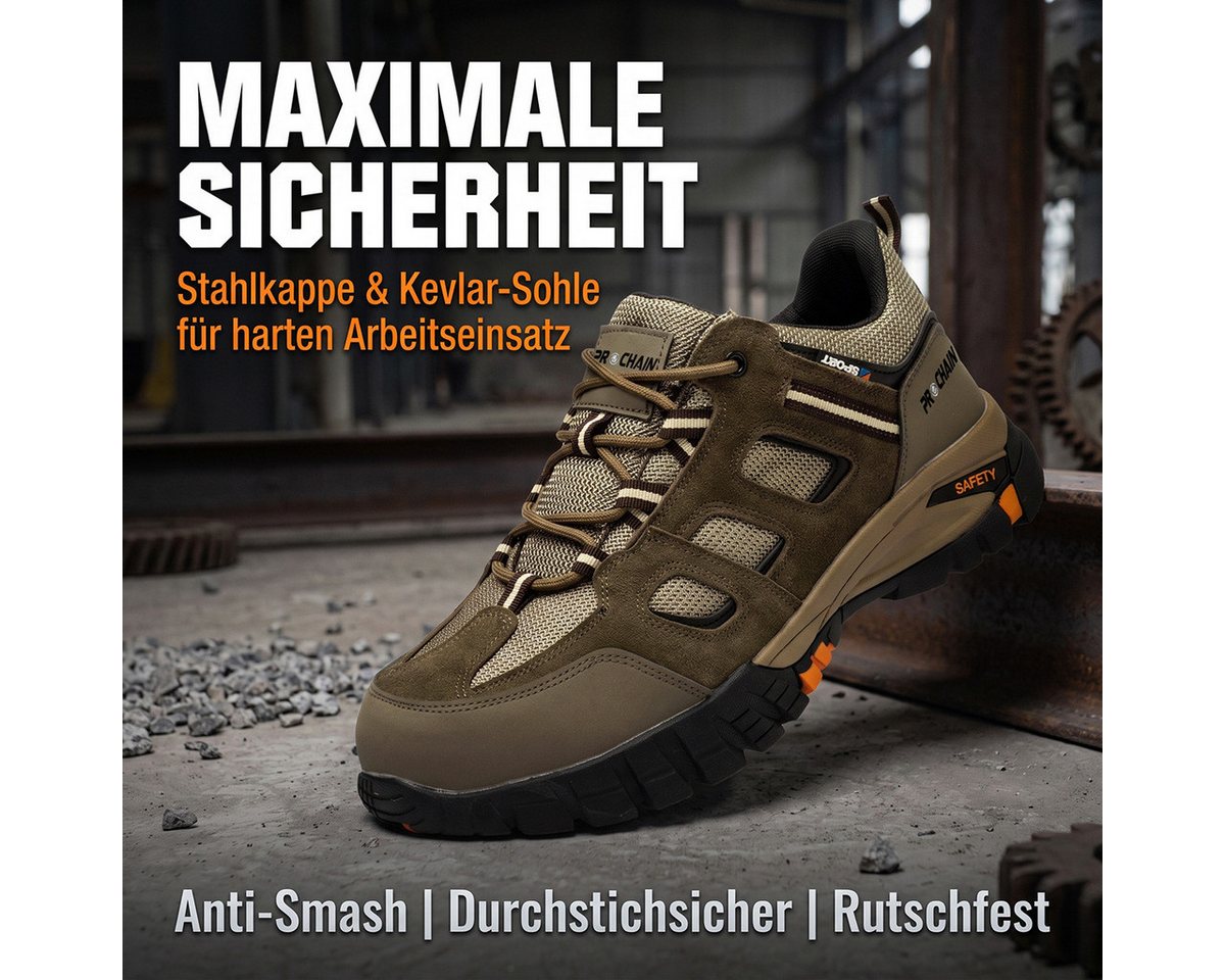 PROCHAIN Sicherheitsschuh S1P SRC, Unisex, Stahlkappe, Stichfest Sicherheitsschuh (Stahlkappe Arbeitsschuhe chutzschuhe Schutzausrüstung, sportlich, bequem, leicht, atmungsaktiv, weich und rutschfest) Herren- und Damenmodelle Indoor und Outdoor Bild 2