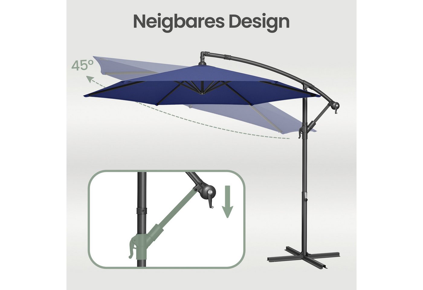 SONGMICS Sonnenschirm Ampelschirm, 300 cm d, Terrasse, Garten, UV-Schutz UPF 50+, Sonnenschutz Balkon Bild 2