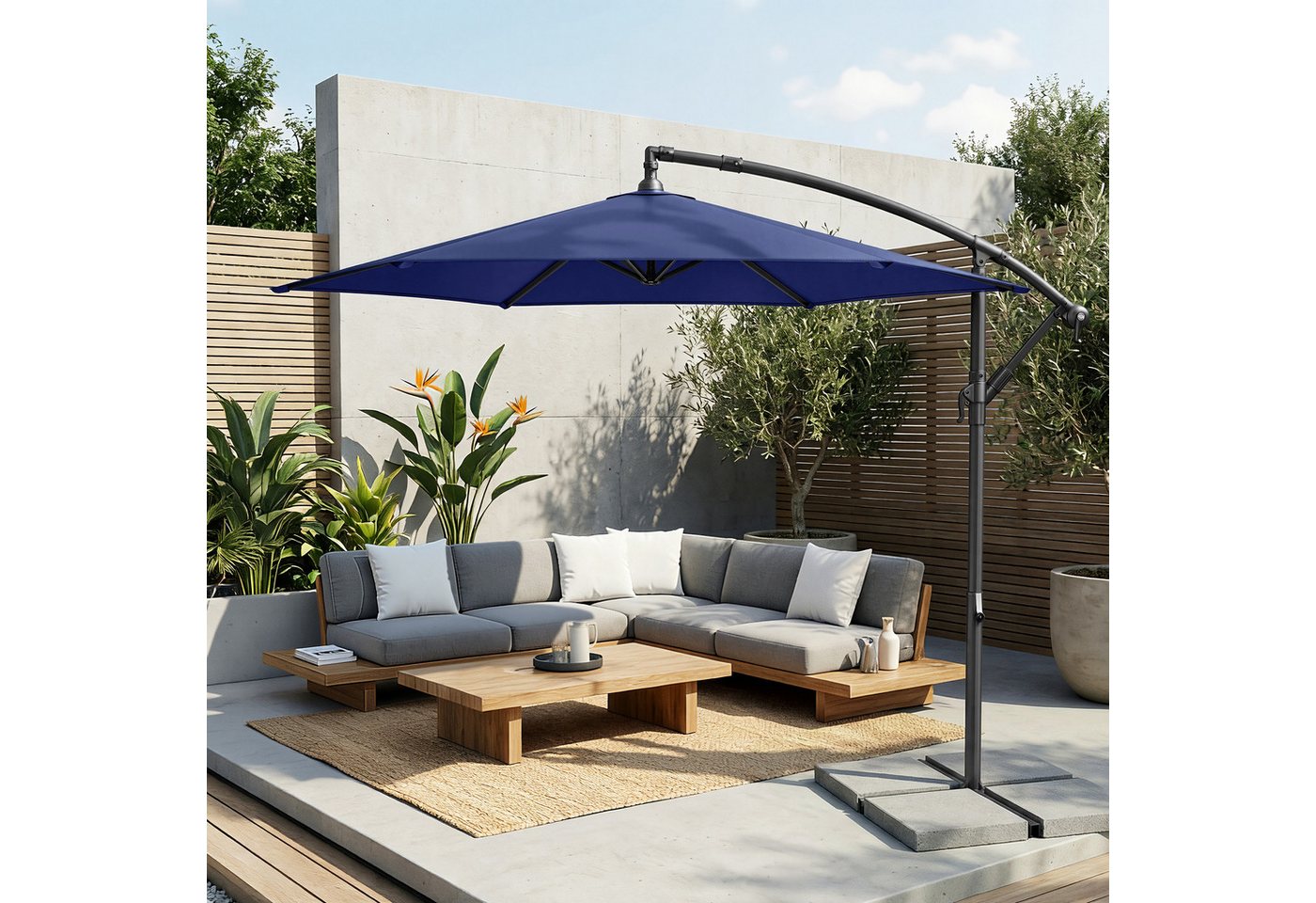 SONGMICS Sonnenschirm Ampelschirm, 300 cm d, Terrasse, Garten, UV-Schutz UPF 50+, Sonnenschutz Balkon Bild 4