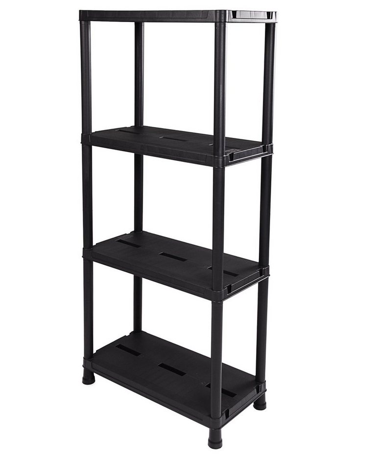 ONDIS24 Steckregal Regal, Lagerregal, 60 x 30 x 131 (H) cm, 12 Zoll, 4-tlg., Kunststoff, anthrazit, bis maximal 125 kg belastbar