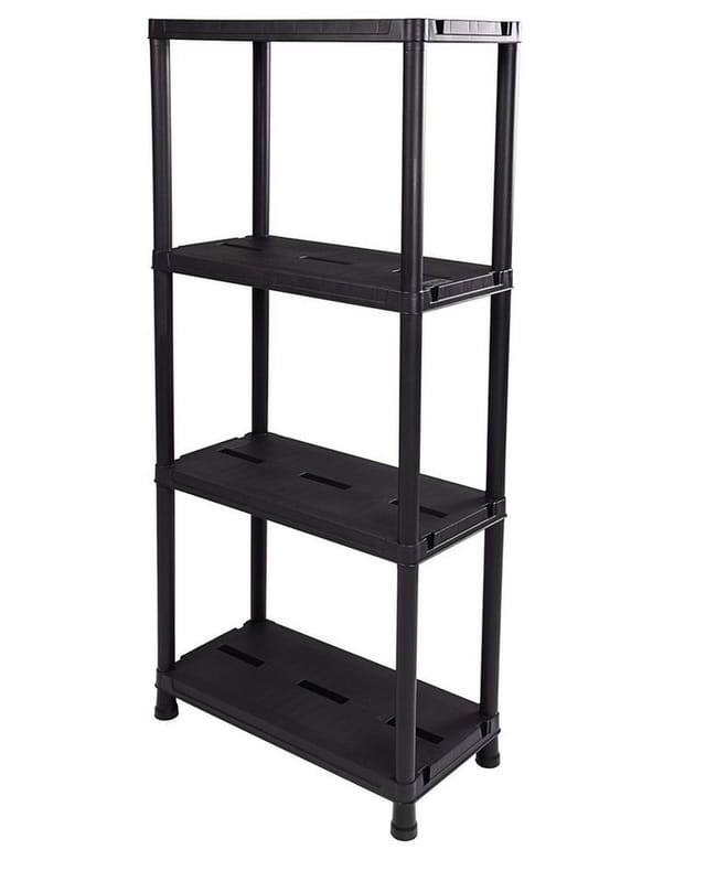 ONDIS24 Steckregal Regal, Lagerregal, 60 x 30 x 131 (H) cm, 12 Zoll, 4-tlg., Kunststoff, anthrazit, bis maximal 125 kg belastbar