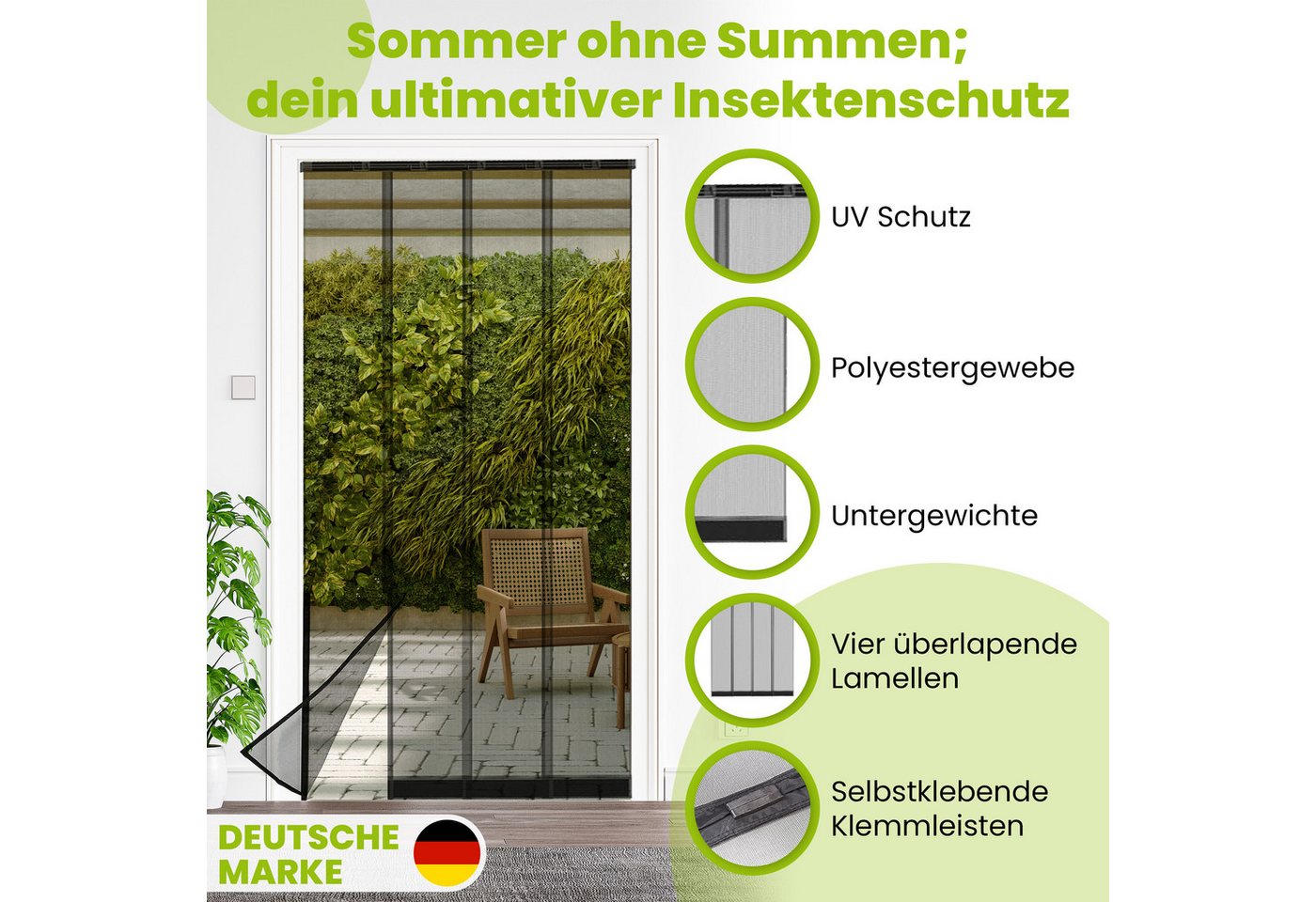 easylife Insektenschutz-Vorhang Insektenschutz Vorhang Lamellenvorhang Easylife 100x220 und 125x240