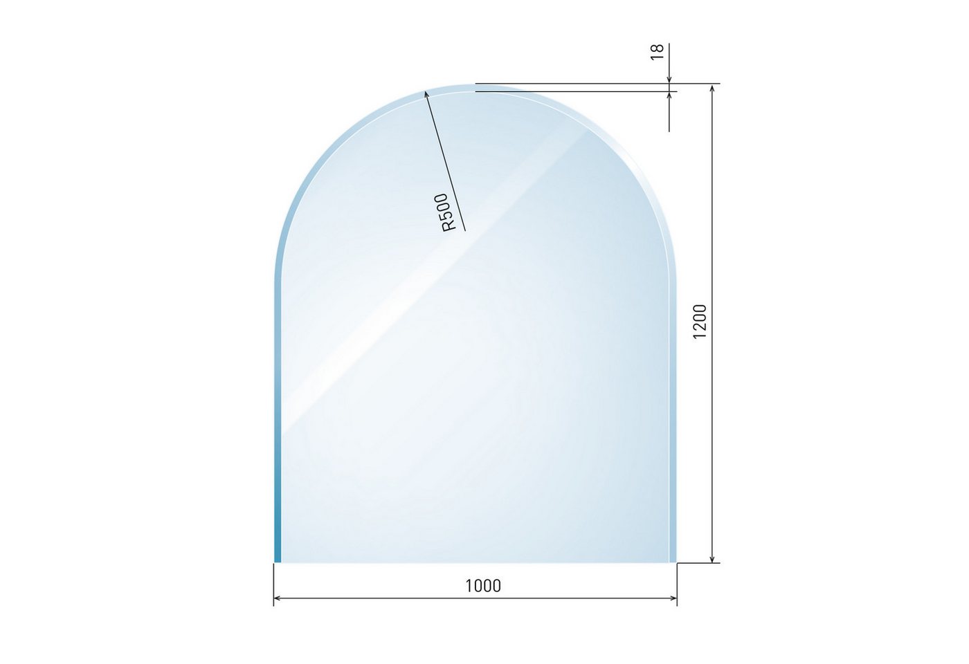 Raik Bodenschutzplatte raik Kamin Glasplatte Zunge 3 mit Facette