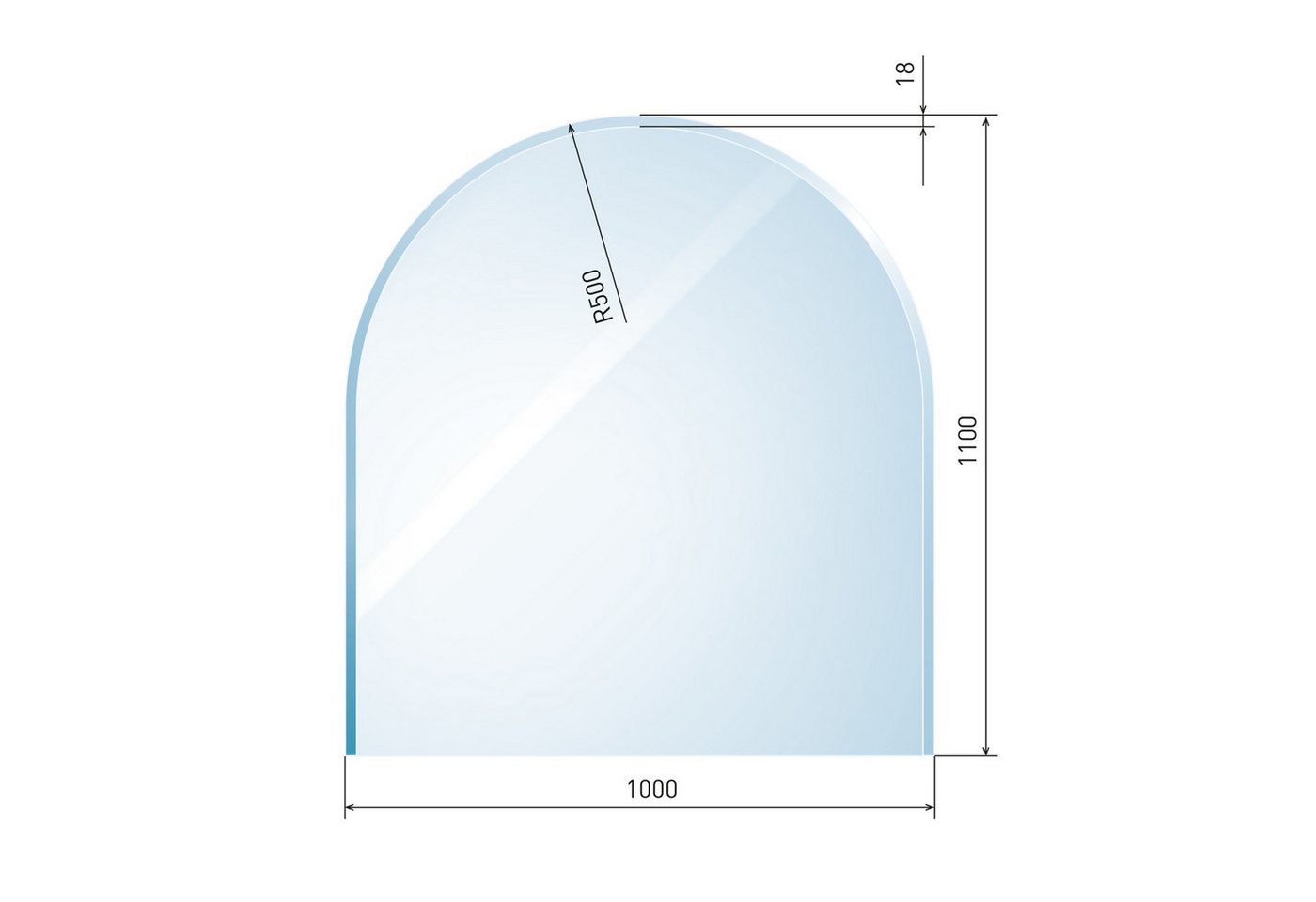 Raik Bodenschutzplatte raik Kamin Glasplatte Zunge 3 mit Facette Bild 2