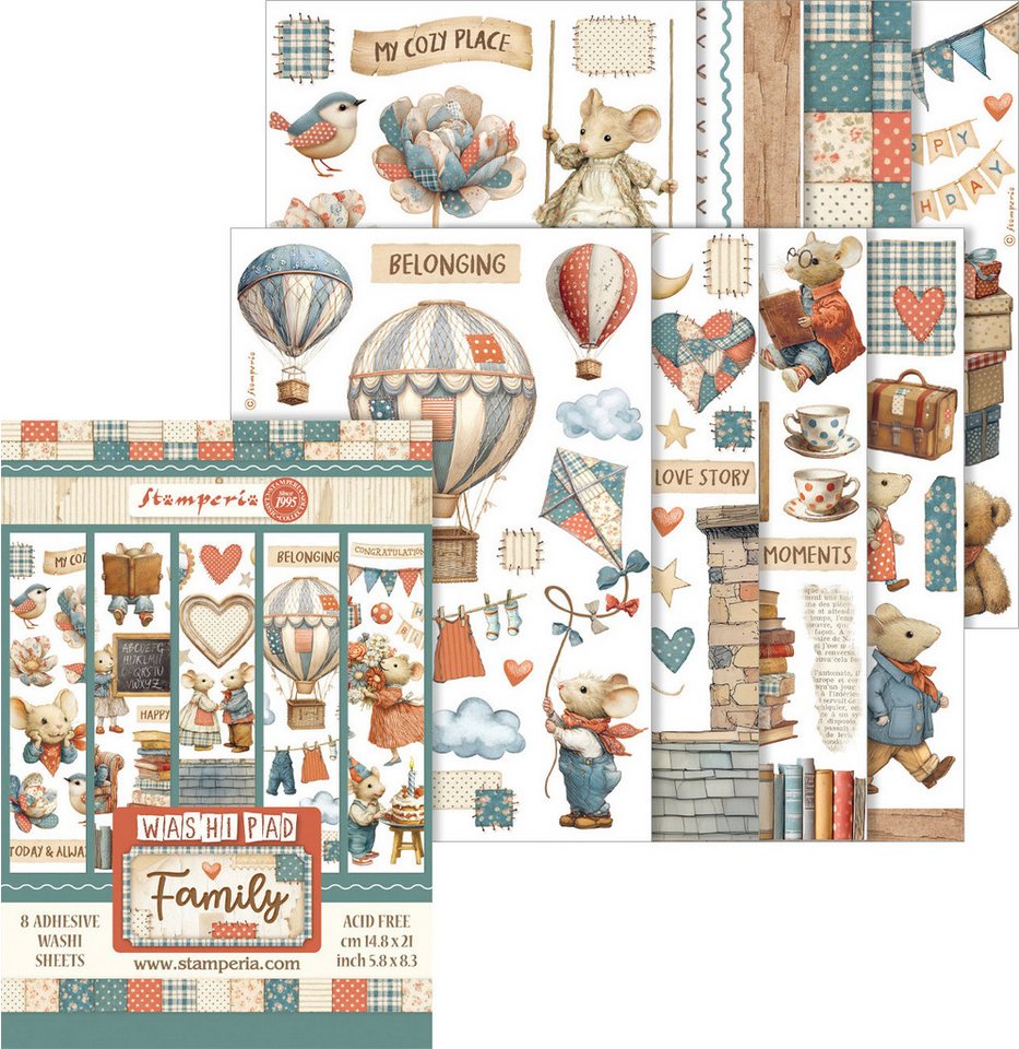 Stamperia Motivpapier Junk Journal Book Family, 16 Blatt