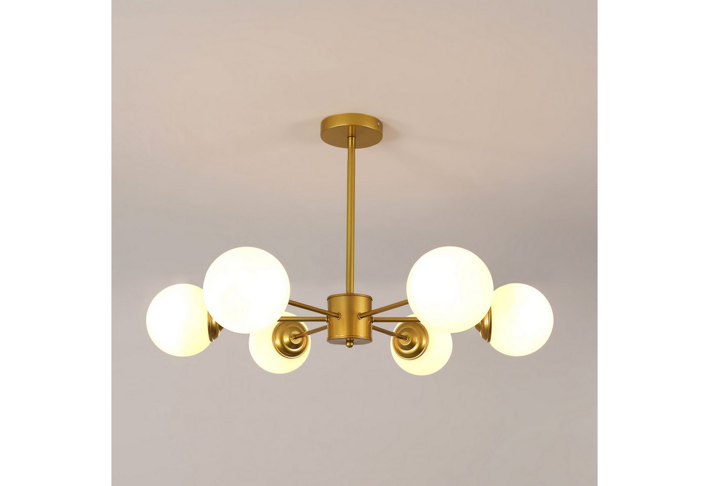 Riserva Deckenleuchten Pendelleuchte E27 6-flammig Gold Nordic Molekül Glas Bild 3
