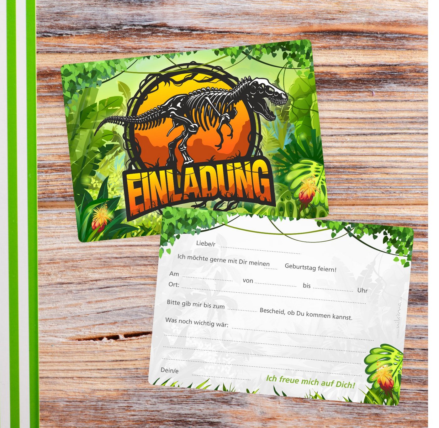 nikima Einladungskarten 10 Einladungskarten mit Glanzlack Dinosaurier für Kindergeburtstag Bild 5