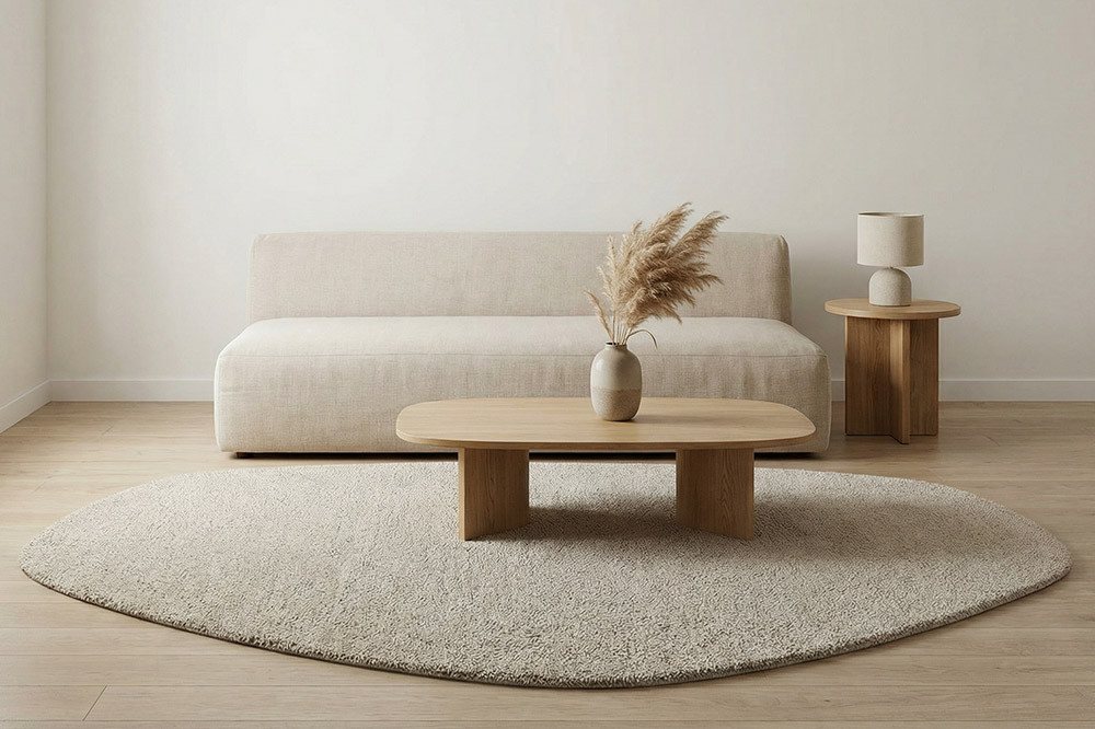 riess-ambiente Designteppich ORGANIC 180x120cm grau - Baumwolle, Hochflor, Indoor, organische Form, oval, Höhe: 2.5 mm, Geeignet für Fußbodenheizungen - ideal für Wohn- und Schlafzimmer Bild 4