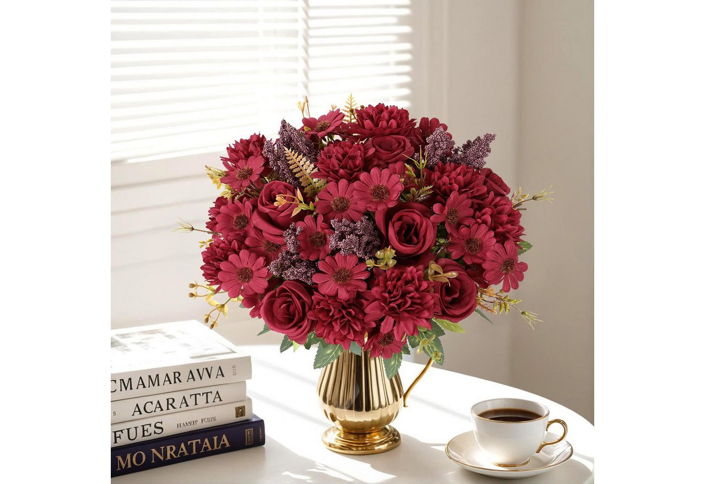 Kunstpflanze Künstliche Blumen, 2 Bündel Seidenblumensträuße Blumensträuße Hochzeit, Bomiclss, Tisch Dekoration Blumenarrangement Hause Küche Dekor
