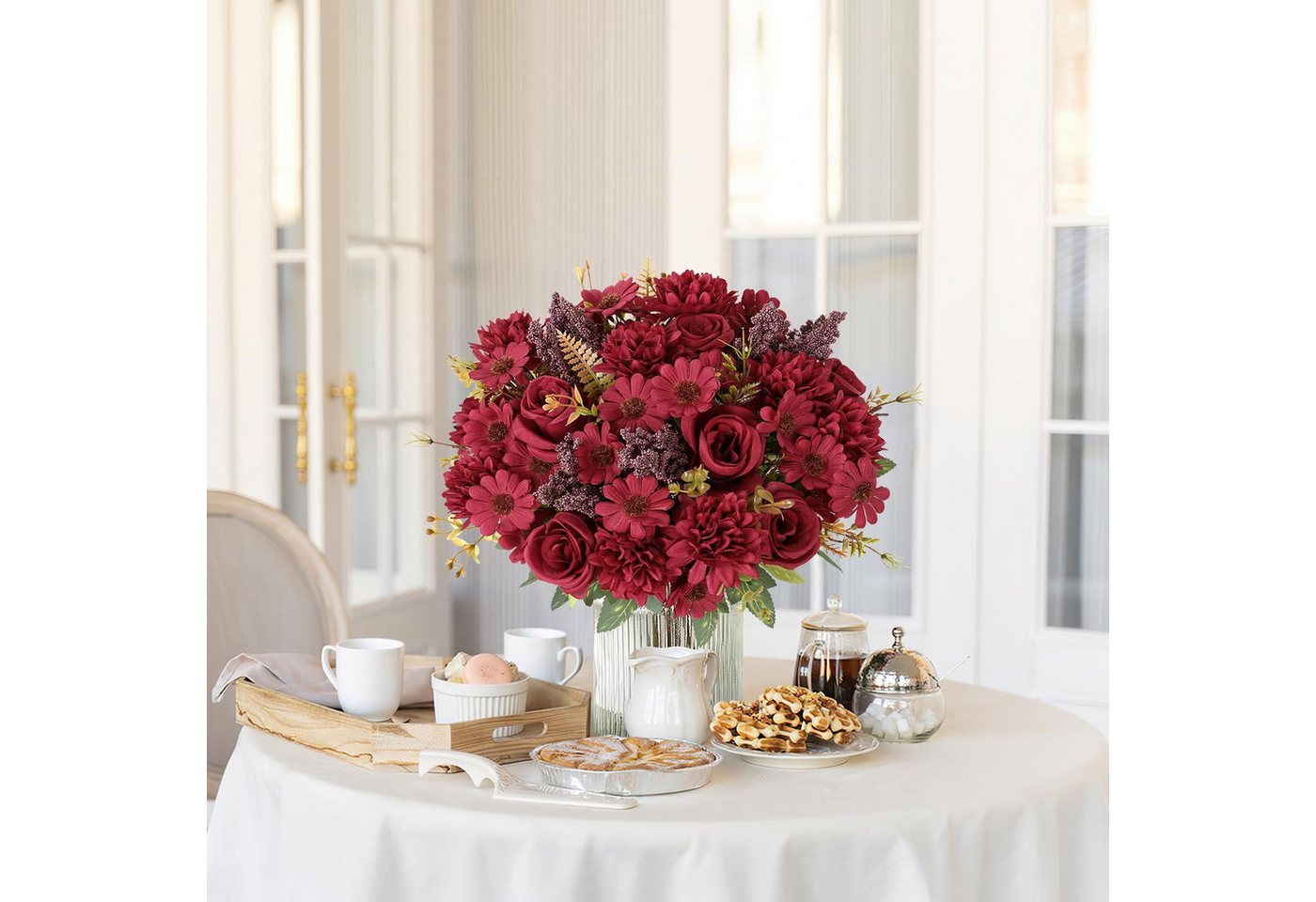 Kunstpflanze Künstliche Blumen, 2 Bündel Seidenblumensträuße Blumensträuße Hochzeit, Bomiclss, Tisch Dekoration Blumenarrangement Hause Küche Dekor Bild 5