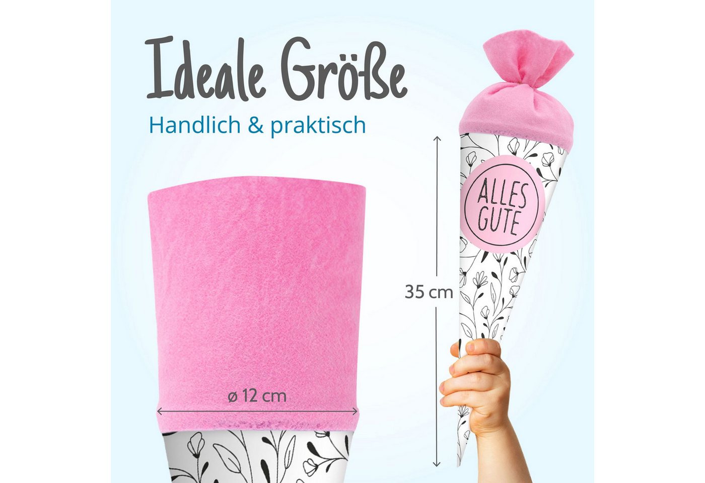 itenga Schultüte itenga Geschwisterschultüte 35cm "Florales Muster" mit Sticker "Alles Bild 4