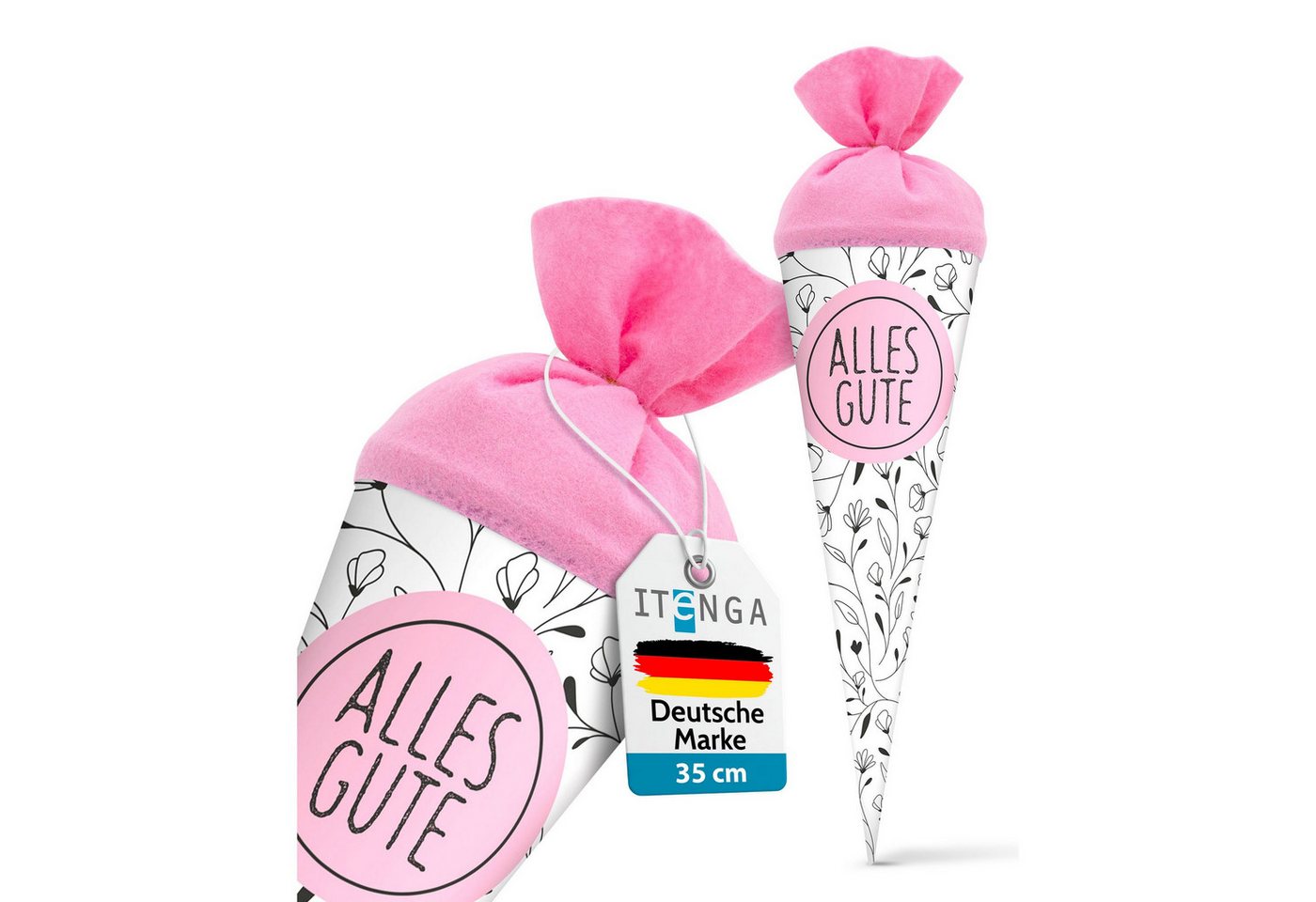 itenga Schultüte itenga Geschwisterschultüte 35cm "Florales Muster" mit Sticker "Alles Bild 5