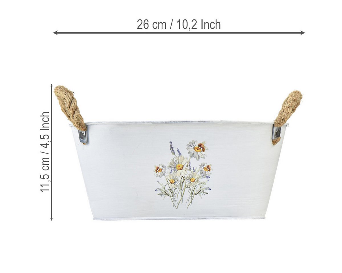 Florists Products Übertopf Dekorative Metallschale mit Blumenmotiv und Jutegriffen Bild 2