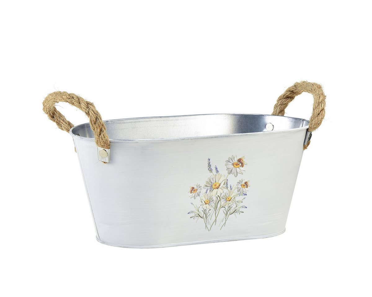 Florists Products Übertopf Dekorative Metallschale mit Blumenmotiv und Jutegriffen Bild 3