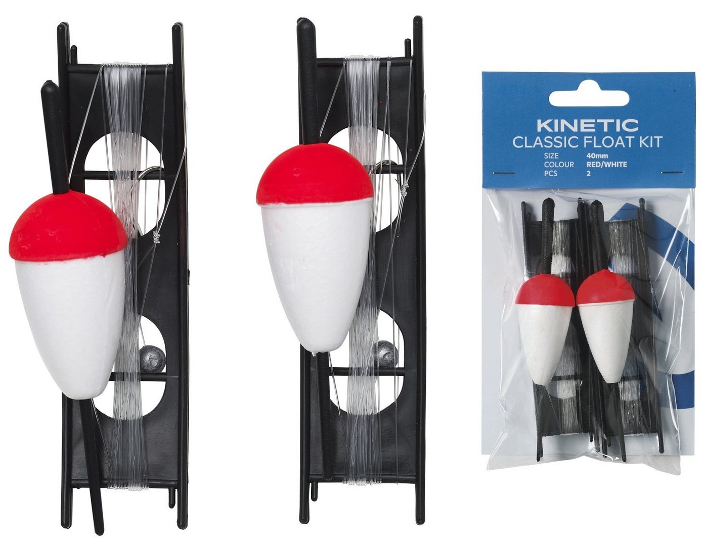 Kinetic Vorfachschnur CLASSIC FLOAT KIT SET - 2 Fertigangeln - 30mm - Pose Schwimmer Haken, (2-St), Fertig gebundenes Angelset