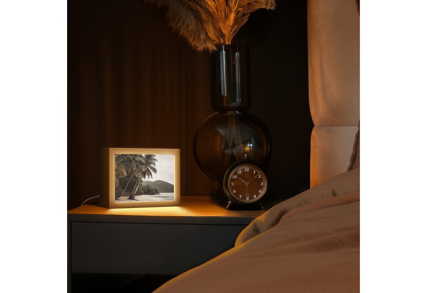 OnlyWow Tischleuchte Lightbox Insel - Palme - Meer, Dimmbar, Farbwechsel, LED, Warmweiß, Kaltweiß, Neutralweiß Einstellbar, Tischlampe, Schreibtischlampe, Desk, Dimmbar, mit Kabel, LED Bild 3