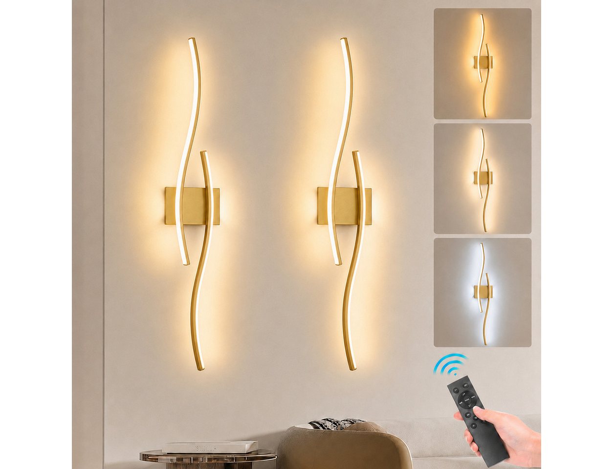 Lapamax LED Wandleuchte Akku-LED Wandleuchte Innen, 10000 mAh, 3 Lichtfarben, Dimmbar, dimmbar, Timer, Memory-Funktion, Nachtlicht, LED, warmweiß, neutralweiß, kaltweiß, Kabellose LED-Wandlampe mit Fernbedienung, Timer und Touch-Steuerung Bild 3