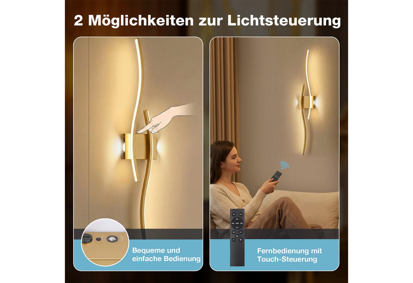 Lapamax LED Wandleuchte Akku-LED Wandleuchte Innen, 10000 mAh, 3 Lichtfarben, Dimmbar, dimmbar, Timer, Memory-Funktion, Nachtlicht, LED, warmweiß, neutralweiß, kaltweiß, Kabellose LED-Wandlampe mit Fernbedienung, Timer und Touch-Steuerung Bild 5