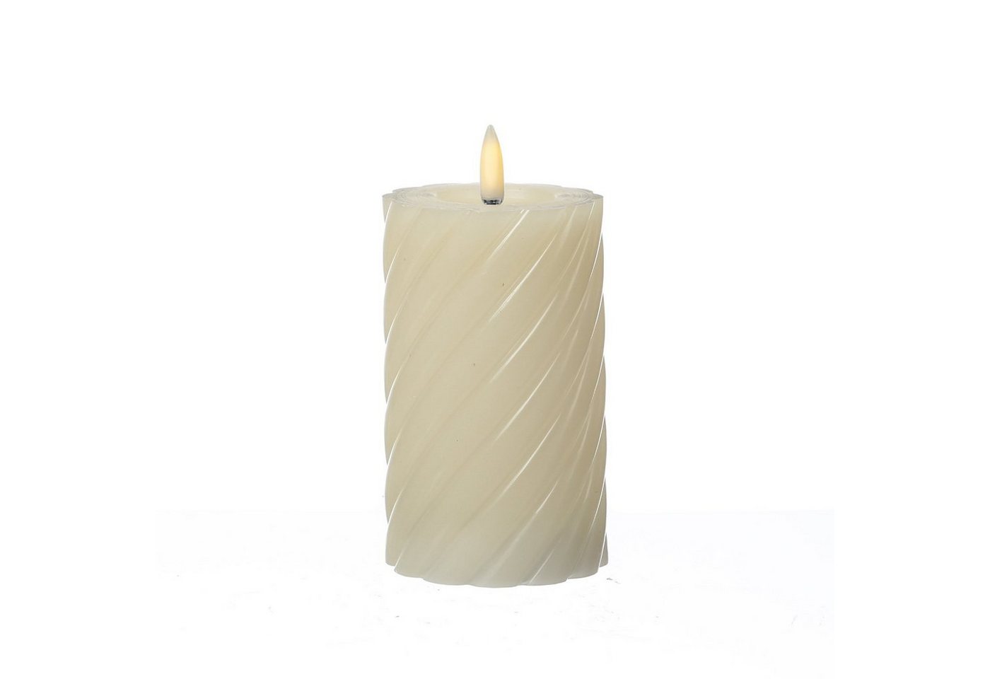MARELIDA LED-Kerze LED Kerze Twist Echtwachs gedreht flackernd H: 15cm Timer creme, warmweiß (2100K bis 3000K)